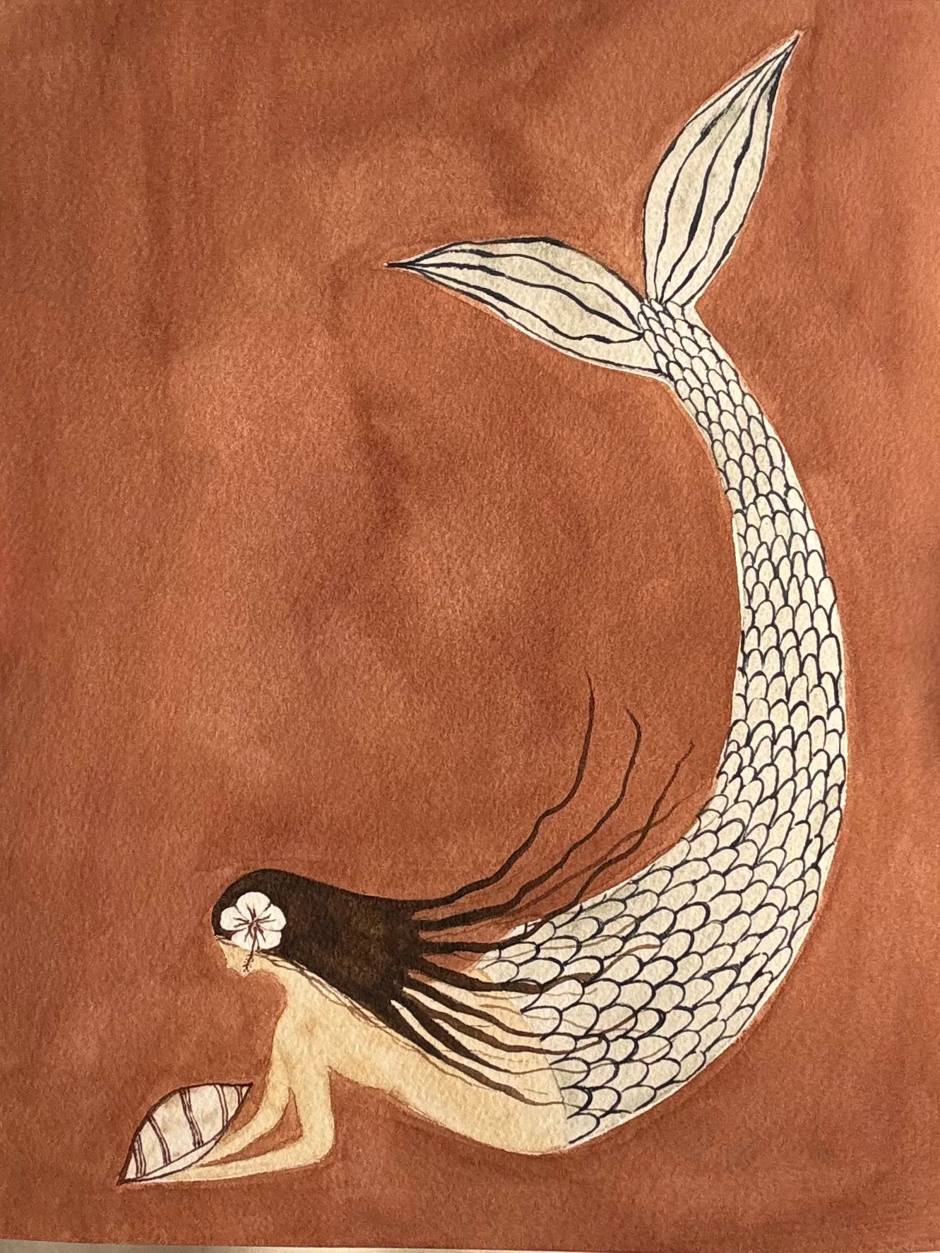 Mermaid Watercolor Original