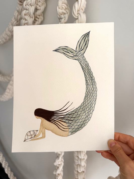 Mermaid Watercolor Original