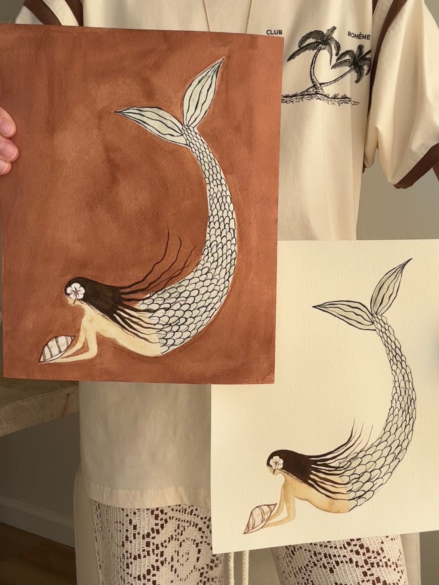 Mermaid Watercolor Original